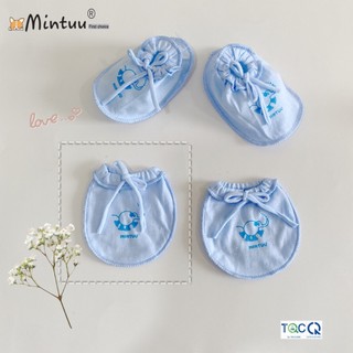 Bộ bao tay chân sơ sinh cột dây màu, vải 100% cotton thương hiệu MINTUU - 3061