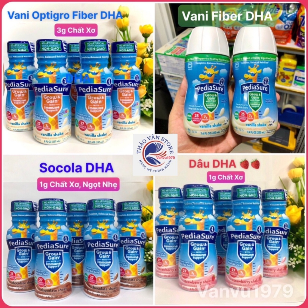  ❤️  Q3   Date 10 2026  Combo 6 Chai Sữa Nước Pediasure Mỹ Optigro Vani Dâu Socola tăng cân chiều cao 
