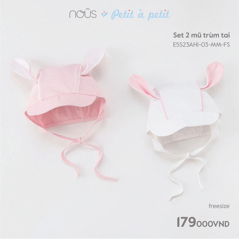 Nous - Set 2 mũ che tai nous cho bé trai bé gái hãng nous