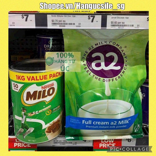Sữa bột a2 nguyên kem 1kg + sữa bột milo 1kg