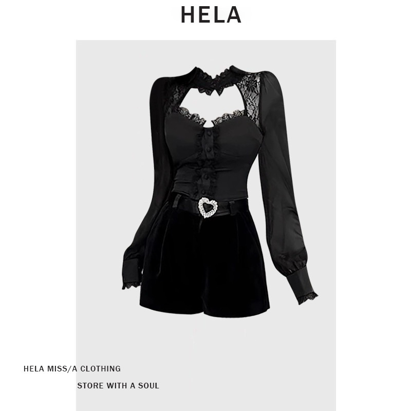 [SẴN] HELA Ren Áo Sơ Mi Hottie Quần Short