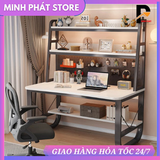 Bàn làm việc văn phòng có kệ sách,bàn học , để máy vi tính , bàn kệ sách BKT120 - NT MINH PHÁT