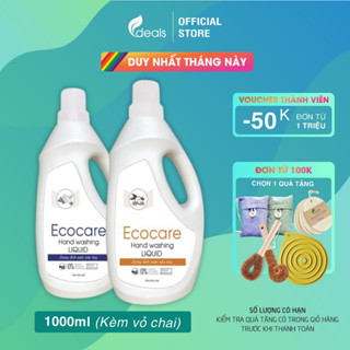 Nước Rửa Tay Bồ Hòn Hữu Cơ ECOCARE 1 lít - Tặng kèm vỏ chai 250ml - Sạch khuẩn, chăm sóc da tay