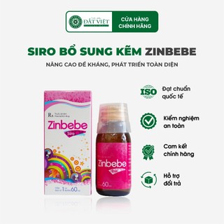 Siro bổ sung kẽm ZinBeBe (60ml) tăng cường sức khoẻ đề kháng, hỗ trợ trẻ còi xương suy dinh dưỡng, phòng thiếu kẽm