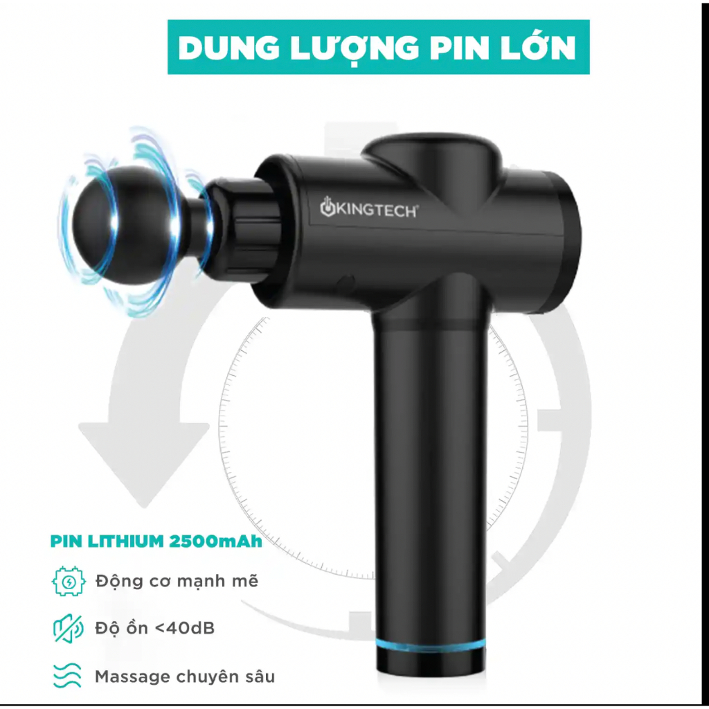 Máy Massage Cầm Tay Cao Cấp KINGTECH KH-720PRO, 20 Cấp Độ, Hỗ Trợ Mát Xa Chuyên Sâu, Giảm Đau Cơ, Cứng Khớp - Chính Hãng