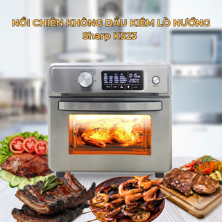 Nồi chiên không dầu kiềm lò nướng đa năng KS23 dung tích 23L siêu lớn, Nướng 2 chiều, tích hợp menu 20 món - BH 12T
