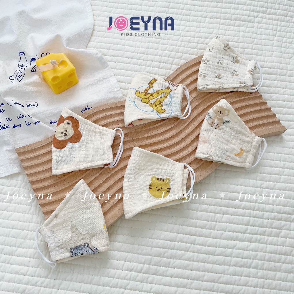 Khẩu trang Joeyna xô muslin cho bé 1-6y