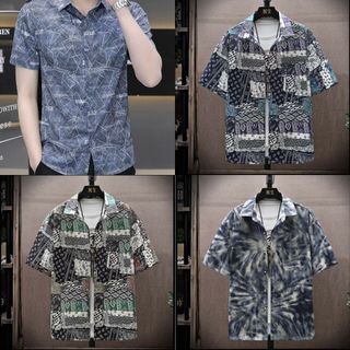  Áo sơ mi nam ngắn tay thiết kế in 3D loang màu chất cotton poly co giản cực đẹp N176 