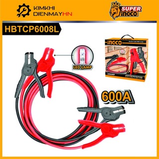 Dây cáp sạc bình có đèn led ingco hbtcp6008l dây câu bình ắc quy 600amp, chiều dài cáp 3m