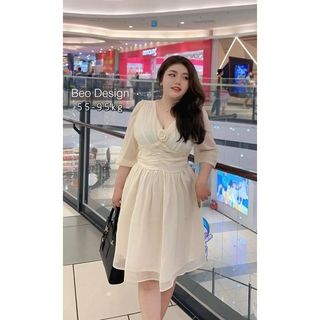 Béo Design bigsize - Đầm voan hoa ngực bigsize 50kg đến 100kg