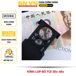 Kính lúp mini cầm tay bỏ túi 30x-60x kết hợp đèn soi tiền giả