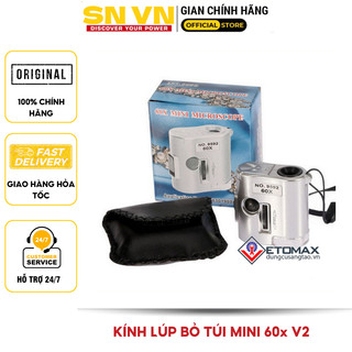 Kính lúp cầm tay mini 60x V2 kết hợp đèn tia cực tím soi tiền giả