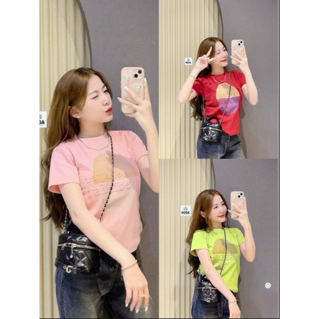 Áo Thun Babytee DOGA có size từ 35kg-70kg chất borip cotton điểm nhấn chữ dập nổi nhiều màu M174