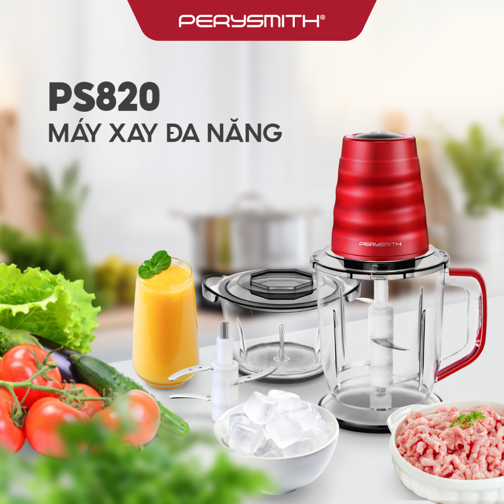 PerySmith PS820 Máy Xay Thịt Đa Năng 2in1 Xay Thịt Cá Làm Sinh Tố Nước Ép Phù Hợp Mọi Loại Thực Phẩm