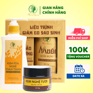 [ Giảm 100K - Đơn 969K ]  Bộ ở cữ siêu tiết kiệm Wonmom ( liệu trình giảm eo + kem nghệ tươi + kem sữa nghệ body )