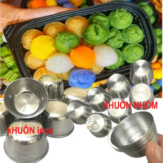 Khuôn NHÔM/ INOX LÀM BÁNH BÒ BÔNG,  bánh bò bi , da lợn  4.2 x 2,5cm- Combo 5, 10 khuôn - Dụng cụ nhà bếp, làm bánh