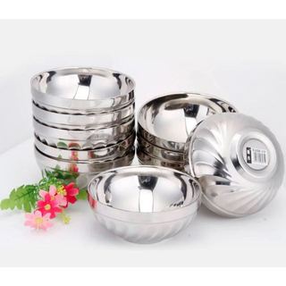Chén, bát inox 2 lớp- chén ăn cơm inox xoắn