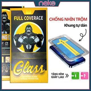 Kính Cường Lực Chống Nhìn Trộm có Khung Tự Dán Dành Cho Iphone Full Màn x xr xs 11 12 13 14 15 16 pro max plus