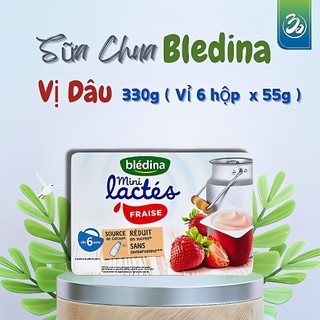 Sữa chua nguội bledina mini lactes pháp vị dâu cho bé từ 6 - 36 tháng
