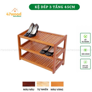 Kệ giày dép gỗ cao su kích thước 3 tầng rộng 45cm