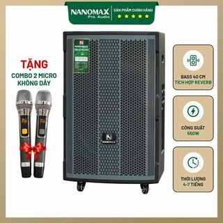 Loa kéo karaoke nanomax sk-15d2 bass 40 công suất lớn 550w | loa kéo bluetooth tặng 2 micro chống hú
