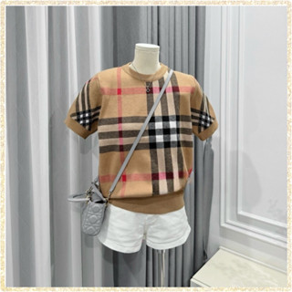  Áo Len Nữ Cộc Tay Bo Gấu Hoạ Tiết Caro BBR Mỏng Nhẹ Thoáng Mát Thời Trang CNM926125 