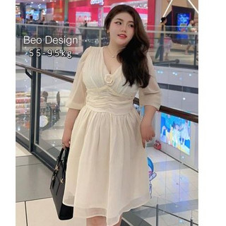 Béo Design bigsize - Đầm voan hoa ngực bigsize 50kg đến 100kg