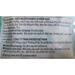 [HỘP 12 gói x 15gram] KẸO LA HÁN QUẢ [VN] EIKODO Habu Candy