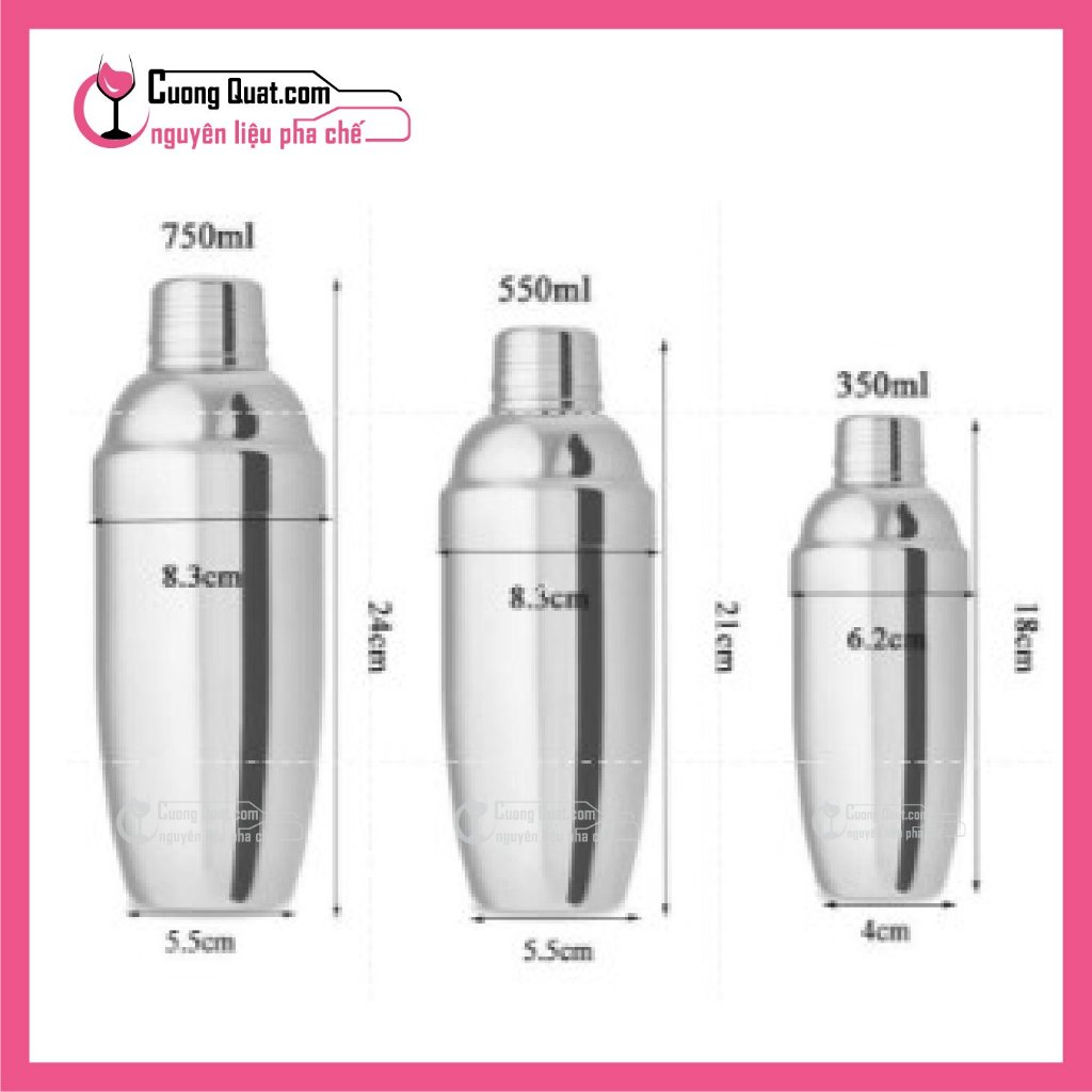 Bình Lắc Inox (Shaker) 3 size chuẩn pha chế