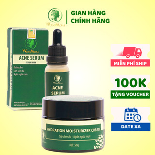 [ Giảm 50K - Đơn 479K ] Bộ trắng da, sạch mụn cơ bản Wonmom ( 1 Kem cấp ẩm + 1 Serum mụn )