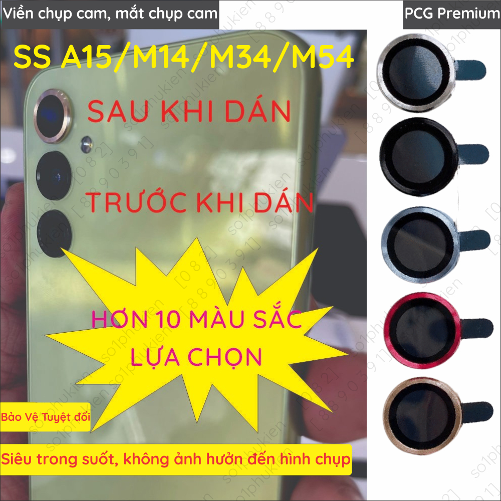 (CÓ VIDEO) Bộ mắt camera, Viền (vòng) nhôm chụp camera liền kính cường lực Samsung M34 5G/ M54 5G / 