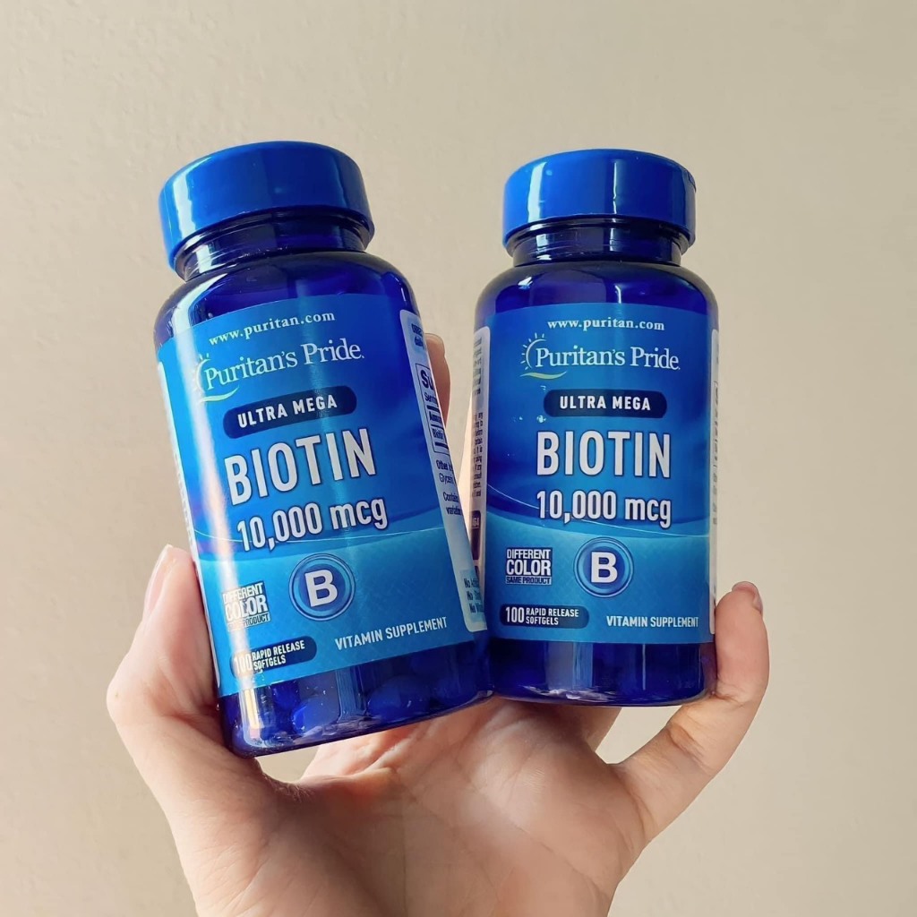 Biotin hỗ trợ mọc tóc, giảm rụng tóc Puritan's Pride Ultra Mega Biotin 10000 mcg giúp tóc chắc khỏe 