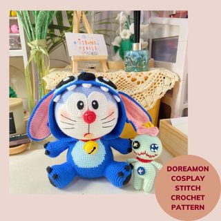 Chart móc Doreamon Cosplay Sticht, hướng dẫn móc thú bông len tiếng Việt
