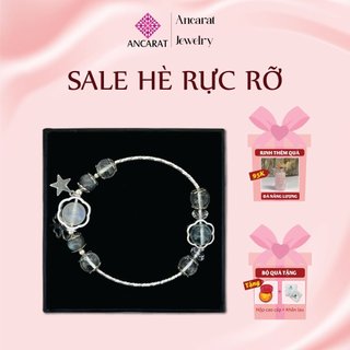Vòng Tay Bạc Nữ Ancarat Hạt Đá Phong Thuỷ Thạch Anh Trắng Handmade Mix Charm Bạc Ngôi Sao - Nhận Mix theo yêu cầu