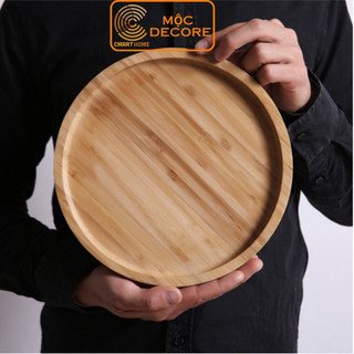 Khay gỗ tròn đa năng cmart home, khay gỗ tre đựng đồ ăn dùng bưng bê, khay gỗ decore trang trí, lựa chọn size