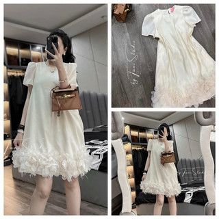 [ 𝐅𝐑𝐄𝐄 𝐒𝐇𝐈𝐏 ] Váy tơ 2 lớp phối chân gấu hoa  nổi đỉnh của chóp nó sịn sò hoa đính dày dặn đẹp nhức nách