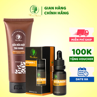 [ Giảm 50K - Đơn 479K ] Bộ làm sạch và dưỡng trắng, đánh bay sạm nám da mặt Wonmom ( 1 sữa rửa mặt + 1 serum vitamin C )