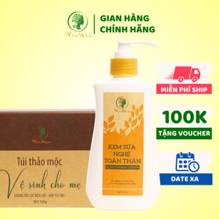 [ Giảm 50K - Đơn 479K ] Combo kem sữa nghệ toàn thân và thảo mộc vệ sinh cho mẹ Wonmom