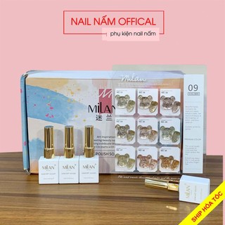 Set sơn gel nhũ kim tuyến vàng 9 màu MiLan tặng kèm bảng màu