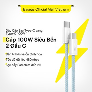 Dây cáp sạc nhanh PD Baseus 100W từ Type-C sang Type-C tiện dụng cho iP15 Mac Pro iPad Xiaomi Samsung S23