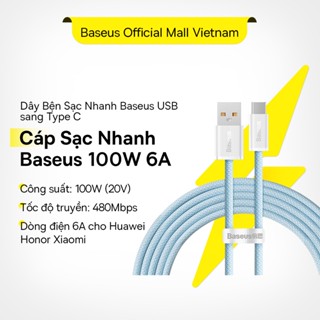 Dây Cáp Sạc Nhanh Baseus 100W 6A Cáp sạc Nhanh USB sang Type C dành cho Samsung S22 S21 Ultra Xiaomi Mi 10