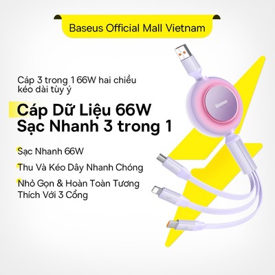 Dây Cáp Sạc USB Baseus 66W 100W 3 Trong 1 & 2 Trong 1 Chuyên Dụng Type C Micro USB Cho Samsung XiaomiiP
