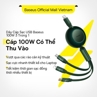 Dây Cáp Sạc USB Baseus 100W 3 Trong 1 Chuyên Dụng Type C Micro USB Cho Samsung S22 S23 Xiaomi iPMacbook