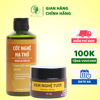 [ Giảm 35K - Đơn 339K ]  Bộ dưỡng trắng hồng da mặt và sáng da body Wonmom ( 1 kem nghệ tươi + 1 cốt nghệ hạ thổ)