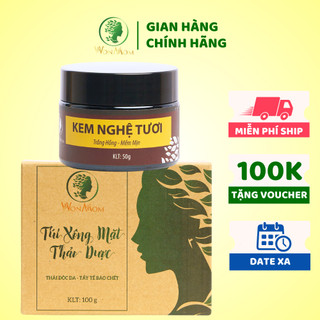 [ Giảm 35K - Đơn 339K ] Bộ dưỡng đẩy mụn ẩn, dưỡng trắng hồng da mặt Wonmom (1 kem nghệ tươi+ 1 hộp xông mặt thảo dược)