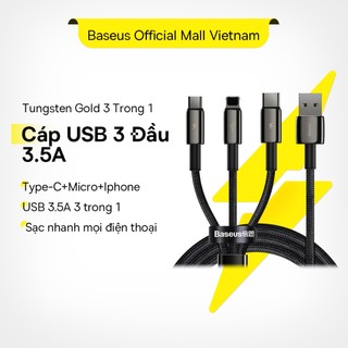Dây cáp USB Baseus 3 trong 1 Micro USB Type C sạc nhanh và truyền dữ liệu cho i14 13 Samsung Xiaomi Huawei