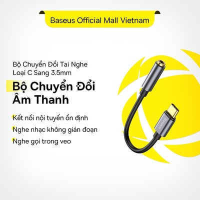 Dây cáp Baseus chuyển đổi đầu cắm type C sang cổng âm thanh 3.5mm cho Samsung Huawei Xiaomi