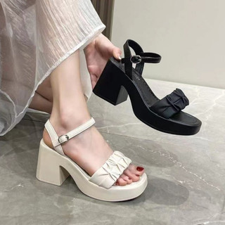 Sandal nữ đế cao 7 Phân quai ngang nhún đế cao nhẹ QC 2323-8
