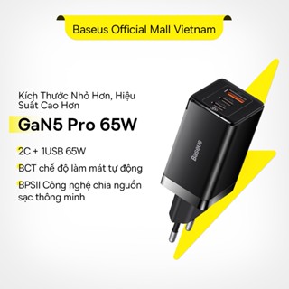 Củ Sạc Nhanh Baseus 65W GaN5 USB Type C 2C + U QC3.0 PD Sạc điện Củ sạc 65w Baseus GaN5 Pro 3 cổng sạc