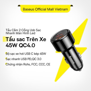 Tẩu sạc ô tô Baseus siêu nhanh 2 cổng 45w Baseus Quick Charge 3.0 4.0 Bộ sạc xe hơi 45W AFC SCP cho Xiaomi Huawei